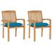 Red Barrel Studio® Solid Wood Teak Patio Chairs w/ Cushions Seat in Blue | 35.4 H x 23.6 W x 22.6 D in | Wayfair 1A7360F5EF984255A8D7F25318D5865C