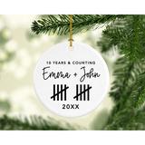 The Holiday Aisle® 10 Years & Counting Anniversary 20XX 10Th Wedding Ball Ornament Ceramic/Porcelain in Black | 2.8 H x 2.8 W x 0.01 D in | Wayfair