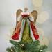 Northlight Seasonal 12" Lighted Red & Green Angel w/ Wings Christmas Tree Topper - Clear Lights Porcelain, Faux Fur | 12 H x 8 W x 4 D in | Wayfair