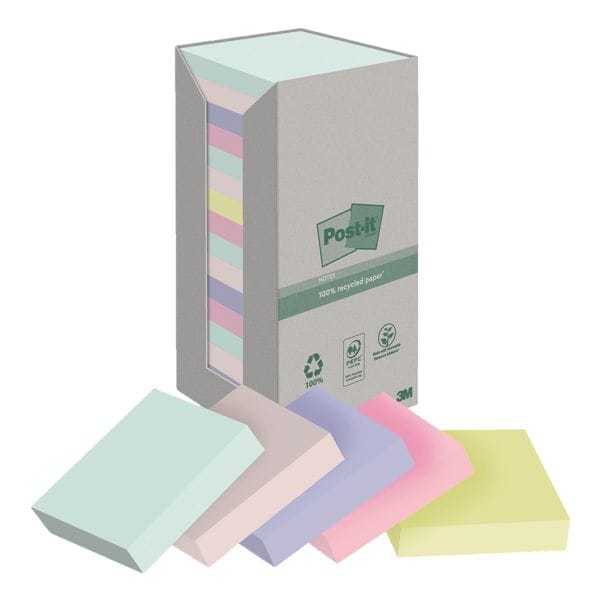 Post-it Notes (Recycle) 16 Haftnotizblöcke »Recycling Notes« im Tower grün