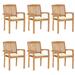 vidaXL Stacking Patio Chairs with Cushions 6 pcs Solid Teak Wood - 23.6" x 22.6" x 35.4"