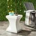 SAFAVIEH Curby Concrete Ivory Indoor/ Outdoor Accent Table - 13.7"x13.7"x17.7"