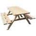 White Cedar Log 4' Picnic Table with Attached Benches