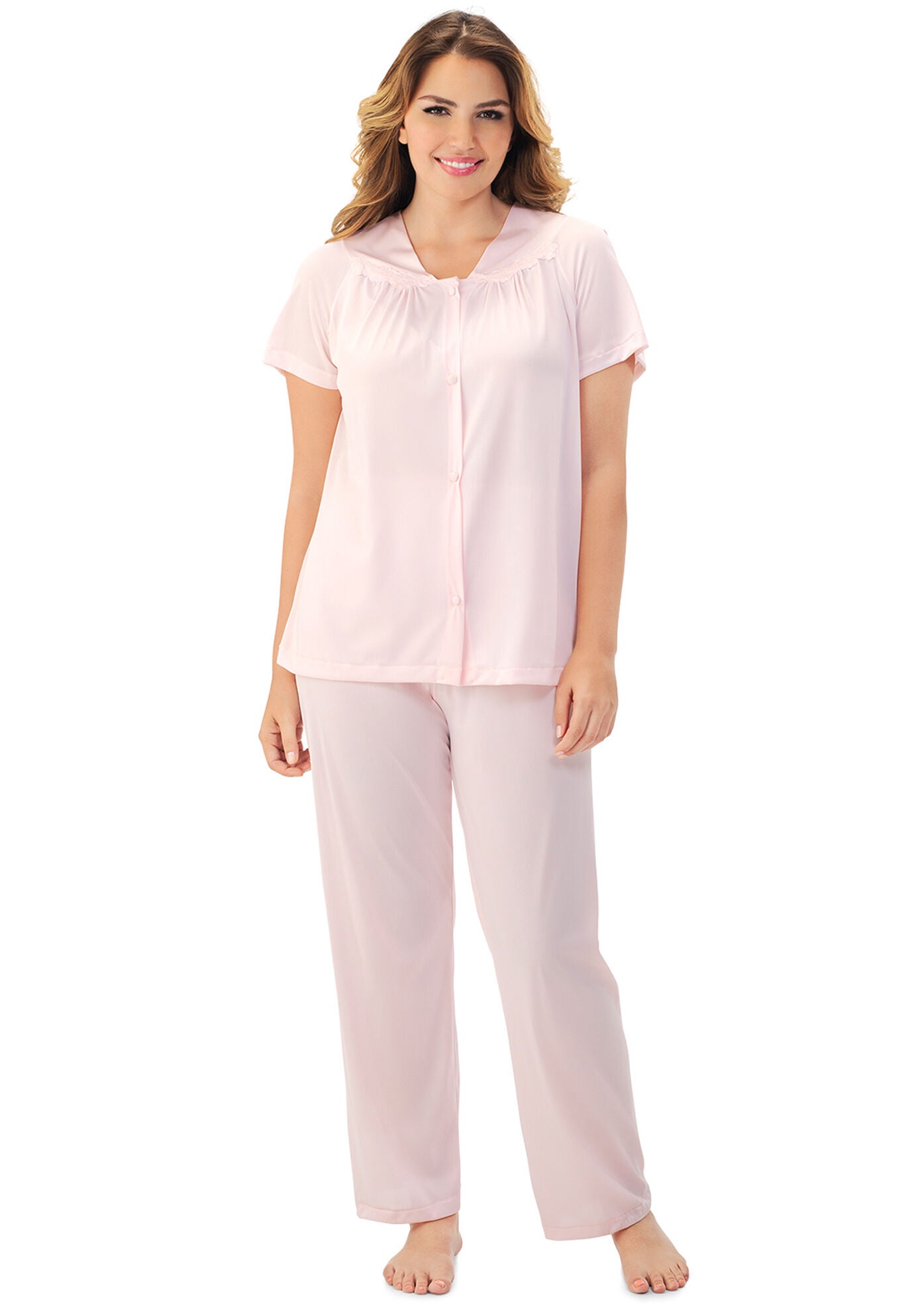 Plus Size Women's Short Sleeve Pajama by Exquisite Form in Pink Champagne (Size 2X)