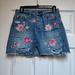 American Eagle Outfitters Skirts | American Eagle Outfitters Floral Embroidered Jean Mini Skirt Size 0 Boho | Color: Blue/Pink | Size: 0