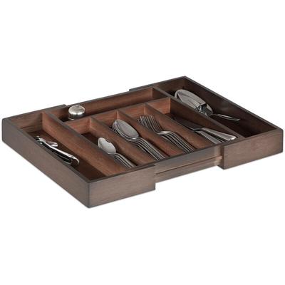 Besteckkasten Schublade, ausziehbar, variable Breite, 5 - 7 Fächer, Bambus, HxBxT: 5,5x48,5x37cm, Image