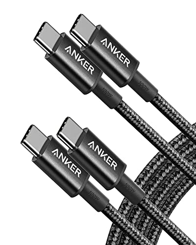 Anker 333 USB C to USB C Cable (6ft 100W, 2-Pack), USB 2.0 Type C Charging Cable Fast Charge for MacBook Pro 2020, iPad Pro 2020, iPad Air 4, Samsung Galaxy S21, Pixel, Switch, LG, and More (Black)