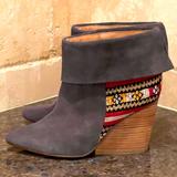 Anthropologie Shoes | Anthropologie Howsty Suede Wedge Booties | Color: Gray | Size: 37eu