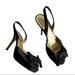 Kate Spade Shoes | Kate Spade Women’s Black Satin Open Toe Sling Back Bow Heels Size 8 Medium | Color: Black | Size: 8