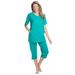 Plus Size Women's Capri Lounge Set by Dreams & Co. in Aquamarine (Size 26/28)