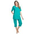 Plus Size Women's Capri Lounge Set by Dreams & Co. in Aquamarine (Size 38/40)