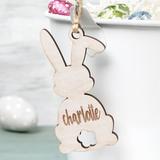 Personalization Mall Easter Bunny Name Personalized Wooden Tag Wood in Brown | 3.75 H x 3.5 W x 0.5 D in | Wayfair 30253-W