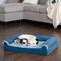 FurHaven Two-Tone Faux Fur & Suede Sofa Pet Bed Polyester/Faux Suede in Blue | 6 H x 30 W x 20 D in | Wayfair 85341089