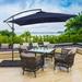 Arlmont & Co. Donovyn 8.2 X 8.2Ft. Square Patio Offset Umbrellas w/ Base, Outdoor Hanging Umbrella Cantilever Outside Umbrellas For Yard | Wayfair