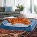 FurHaven Two-Tone Faux Fur & Suede Sofa Pet Bed Memory Foam/Metal in Blue | 8 H x 40 W x 32 D in | Wayfair 65541089