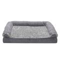 FurHaven Two-Tone Faux Fur & Suede Sofa Pet Bed Polyester/Faux Suede in Gray | 6 H x 30 W x 20 D in | Wayfair 85341087