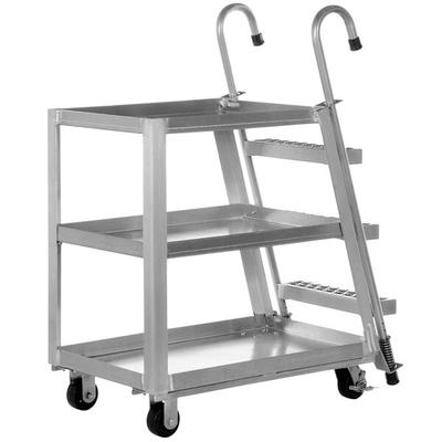 Vestil SPA3-2236 40" x 21 7/8" x 50 3/16" Aluminum 3-Shelf Stock Picker with Steel Ladder and 1,000 lb. Capacity