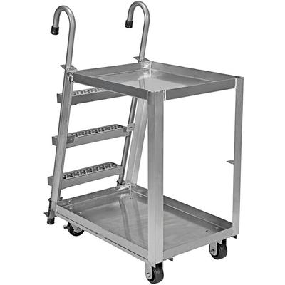 Vestil SPA2-2236 40" x 21 7/8" x 50 1/8" Aluminum 2-Shelf Stock Picker with Steel Ladder and 660 lb. Capacity