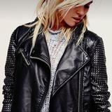 Free People Jackets & Coats | Free People Studded Yegan Leather Jacket | Color: Black | Size: 0