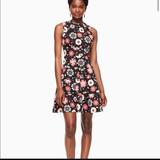Kate Spade Dresses | Kate Spade Casa Floral Poplin Womens Fit And Flare Dress | Color: Black/Pink | Size: 00