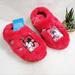 Disney Shoes | Disney Minnie Red Fluffy Slip-On Slippers Size 5-6 | Color: Red | Size: 5-6