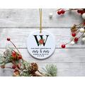 The Holiday Aisle® Custom Our First Christmas Solid Ball Ornament Ceramic/Porcelain in White | 1 H x 2.8 W x 2.8 D in | Wayfair