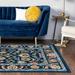 Blue/Orange 94 x 0.33 in Area Rug - Lark Manor™ Arenas Floral Blue/Yellow/Orange Area Rug Polypropylene | 94 W x 0.33 D in | Wayfair