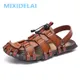MIXIDELAI – sandales en cuir pour hommes nouvelles chaussures d'été pantoufles de loisirs tongs