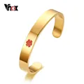 Vnox-Bracelet manchette médical SACID gravure gratuite bracelet ICE d'urgence message secret GNE