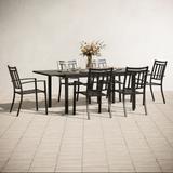 7/9 Pieces Patio Dining Set with E-coating 8 Metal Stackable Chairs and 1 Expandable Rectangle Table