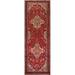 Vintage Mahal Persian Red Wool Runner Rug Hand-knotted Hallway Carpet - 3'3" x 10'9"