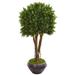 47" Boxwood Artificial Topiary Tree in Metal Bowl UV Resistant (Indoor/Outdoor)