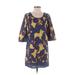 Ann Taylor LOFT Casual Dress - Shift: Blue Floral Dresses - Women's Size 0 Petite