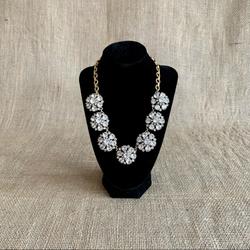 J. Crew Jewelry | J. Crew Statement Necklace Clear Crystal And Gold Floral Jewelry Nwt | Color: Gold/White | Size: Os