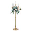 Sziqiqi 124cm Gold Metal Candle Holder, 5-Arms Candelabra Candleholder Antique Floor Candlestick Holder Decorative Dinning Table Centerpiece for Wedding Event Party