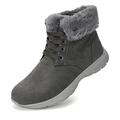 konhill Womens Snow Walking Boots - Fully Fur Lined Anti-Slip Suede Winter Warm Boots 4UK Dark Grey
