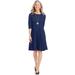 Blair Women's Three-Quarter Sleeve Knit Dress - Blue - XL - Womens