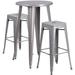 Flash Furniture Metal Indoor/Outdoor 3 Piece Bar Set in Gray | 24 W x 24 D in | Wayfair CH-51080BH-2-30SQST-SIL-GG
