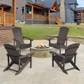 Rosecliff Heights Ariiana Set Of 4 Outdoor Adirondack Chair Plastic/Resin in Brown | 36.6 H x 29.1 W x 33.9 D in | Wayfair