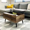 Corrigan Studio® Cooper Rustic Mid-Century Modern Lift-Top Coffee Table Wood in Black | 15.75 H x 31.5 W x 18.9 D in | Wayfair