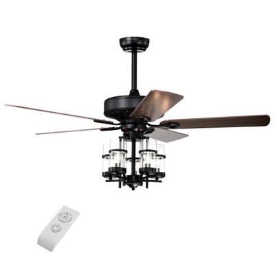 Costway 50 Inch Noiseless Ceiling Fan Light with Explosion-proof Glass Lampshades-Black