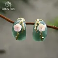 Lotus Fun – boucles d'oreilles en argent Sterling 925 Aventurine naturelle bijoux fins originaux