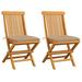 vidaXL Patio Chairs with Beige Cushions 2 pcs Solid Teak Wood - 18.5" x 23.6" x 35"