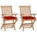 vidaXL Patio Chairs with Red Cushions 2 pcs Solid Teak Wood