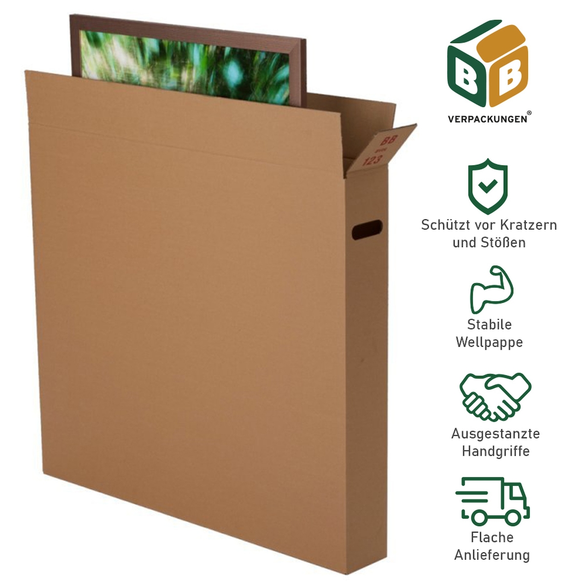 BB-Verpackungen GmbH 20 x Bilderkarton (915 x 200 x 860 mm) stabil 2-wellig Versandkarton Bilder Gemälde Paket DHL braun Transport Umzug BB-Verpackungen Image
