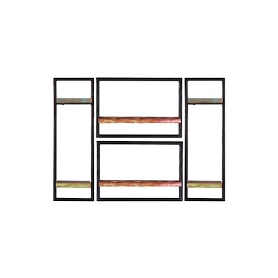 SIT Möbel Wandregal-Set | 4-teilig | Altholz | Serie RIVERBOAT | B 110 x T 25 x H 75 cm | bunt