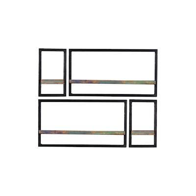 SIT Möbel Wandregal-Set | 4-teilig | Altholz | Serie RIVERBOAT | B 90 x T 25 x H 75 cm | bunt