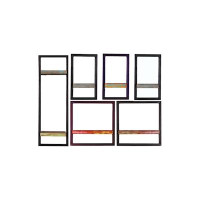 SIT Möbel Wandregal-Set | 6-teilig | Altholz | Serie RIVERBOAT | B 105 x T 25 x H 75 cm | bunt