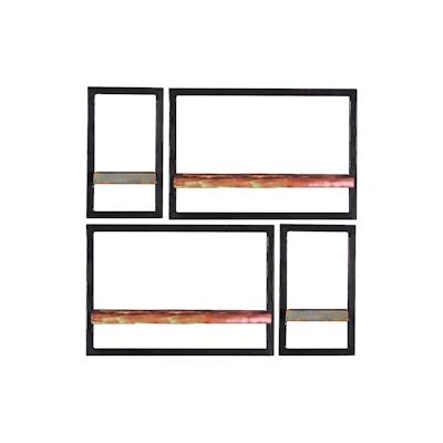 SIT Möbel Wandregal-Set | 4-teilig | Altholz | Serie RIVERBOAT | B 75 x T 25 x H 75 cm | bunt