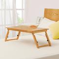 Inbox Zero Foldable Rayon from Bamboo Laptop Tray Serving Bed Desk w/ Tiltable Top Wood/Solid Wood in Brown | 13.8 H x 29.6 W x 13.8 D in | Wayfair